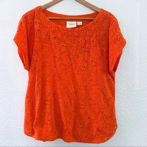 Anthropologie Maeve beaded lace top size 8 orange